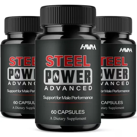 Steel Power men's performance capsules three-bottle package